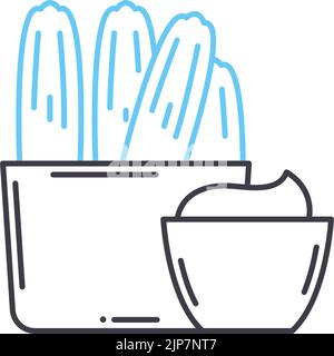 Churros-Liniensymbol, Umrisssymbol, Vektordarstellung, Konzeptzeichen Stock Vektor