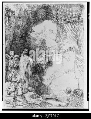 Die Auferweckung des Lazarus, kleine Tafel) - Rembrandt 1642 Stockfoto