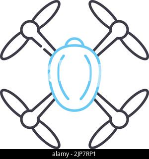 Drohne mechanisches Liniensymbol, Umrisssymbol, Vektordarstellung, Konzeptschild Stock Vektor