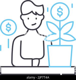 Symbol für das Vergütungsmanagement, Umrisssymbol, Vektordarstellung, Konzeptschild Stock Vektor