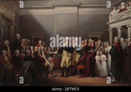 Der Rücktritt von General Washington 23. Dezember 1783 Stockfoto