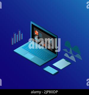 Realistisch trendy modernen Laptop in Isometrie Vektor Illustration Stock Vektor
