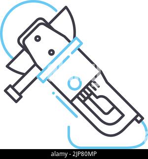 Winkelschleifer Maschine Linie Symbol, Umriss Symbol, Vektor-Illustration, Konzept Zeichen Stock Vektor