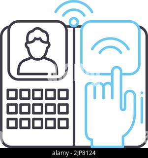 Biometrisches System-Liniensymbol, Umrisssymbol, Vektordarstellung, Konzeptzeichen Stock Vektor