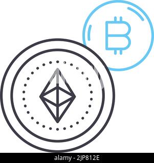 bitcoin-Token-Liniensymbol, Umrisssymbol, Vektordarstellung, Konzeptzeichen Stock Vektor