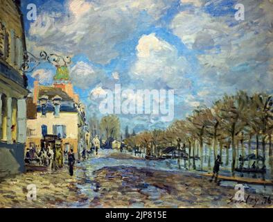 Flood at Port-Marly (1876) von Alfred Sisley, französischer Landschaftsmaler des Impressionismus Stockfoto