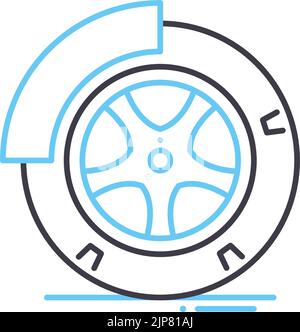 Liniensymbol der Scheibenbremse, Umrisssymbol, Vektorgrafik, Konzeptschild Stock Vektor