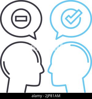 Streits- und Argumentlinien-Symbol, Umrisssymbol, Vektordarstellung, Konzeptzeichen Stock Vektor