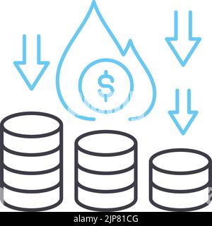 Symbol für die Deflationslinie, Umrisssymbol, Vektordarstellung, Konzeptzeichen Stock Vektor