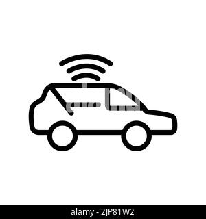 Auto-Symbol mit Signal. Symbol im Zusammenhang mit Technologie. Smart-Gerät. Transportgerät. Line-Symbol Stil. Einfaches Design bearbeitbar Stock Vektor