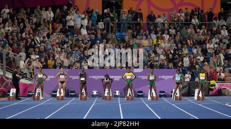 Das Finale der Frauen 100m bei den Commonwealth Games im Alexander Stadium, Birmingham, England, am 3.. August 2022. Stockfoto