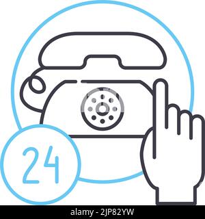 Rufen Sie 24 Waren Linie Symbol, Umriss Symbol, Vektor-Illustration, Konzept Zeichen Stock Vektor