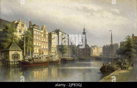 The Singel, Amsterdam, mit Blick auf die Münzstätte von Eduard Alexander Hilverdink Stockfoto