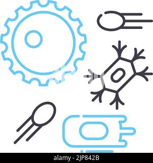 Zellenbiologieliniensymbol, Umrisssymbol, Vektordarstellung, Konzeptzeichen Stock Vektor