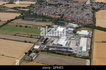 Luftaufnahme des Hauptproduktionsstandorts von Victory Leisure Homes in Gilberdike bei Brough in East Yorkshire Stockfoto