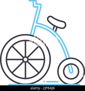 Akrobatic Fahrrad Linie Symbol, Umriss Symbol, Vektor-Illustration, Konzept Zeichen Stock Vektor
