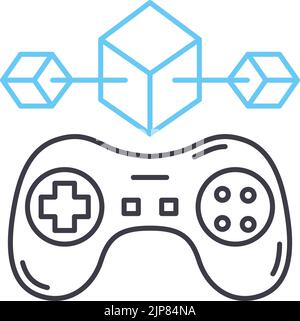 d-Spiel Linie Symbol, Umriss Symbol, Vektor-Illustration, Konzept Zeichen Stock Vektor
