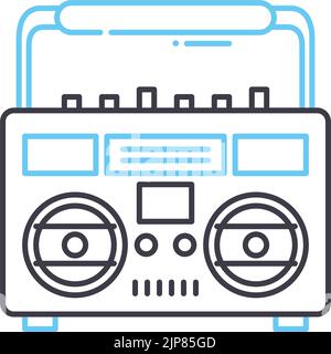 boombox Linie Symbol, Umriss Symbol, Vektor-Illustration, Konzept Zeichen Stock Vektor