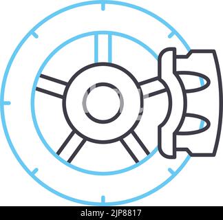 Liniensymbol der Scheibenbremse, Umrisssymbol, Vektorgrafik, Konzeptschild Stock Vektor