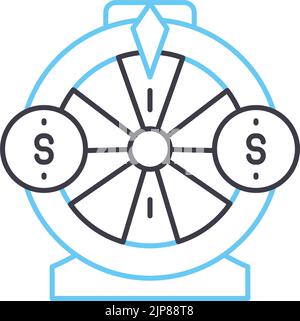 Großes Symbol mit sechs Rädern, Umrisssymbol, Vektordarstellung, Konzeptschild Stock Vektor