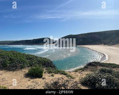 Eine schöne Aussicht auf das Meer im Robberg Nature Reserve, Plettenberg Bay, Südafrika Stockfoto