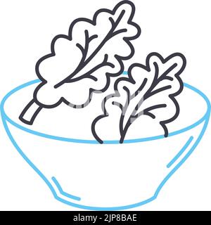 chinesische Grünkohl Blatt Linie Symbol, Umriss Symbol, Vektor-Illustration, Konzept Zeichen Stock Vektor