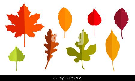 Hallo, Herbst. Set aus Herbstblättern im Papierschnitt-Stil. Vorlage für die Gestaltung von Banner, Plakaten, Werbung, Postkarten, Verkauf. Vektor Stock Vektor