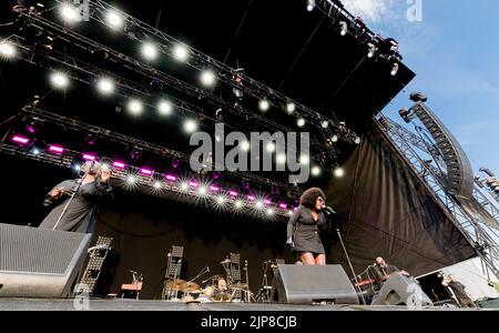 Mica Paris tritt am 14.. August 2022 im Eirias Stadium in Colwyn Bay, Nordwales, auf. Stockfoto