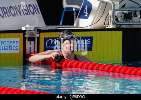 ROM, ITALIEN - 16. AUGUST: Laura Kathleen Stephens aus England während des Schmetterlings der Frauen 200m beim European Aquatics Roma 2022 im Stadio del Nuoto am 16. August 2022 in Rom, Italien (Foto: Nikola Krstic/Orange Picles) Stockfoto