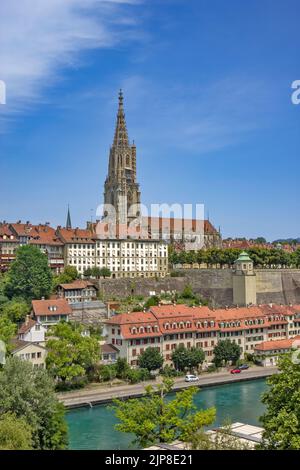 Das Berner Münster ist eine schweizerisch-reformierte Kathedrale, in der Altstadt von Bern, Schweiz. Stockfoto