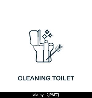 Symbol für Reinigungstoilette. Einfaches Liniensymbol für Vorlagen, Webdesign und Infografiken Stock Vektor