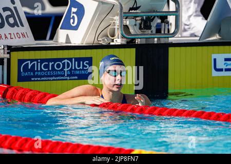 ROM, ITALIEN - 16. AUGUST: Sophie Hansson aus Schweden während des Brustschlages der Frauen 50m beim European Aquatics Roma 2022 im Stadio del Nuoto am 16. August 2022 in Rom, Italien (Foto: Nikola Krstic/Orange Picles) Stockfoto