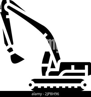 Bagger Bau Auto Fahrzeug Glyphe Symbol Vektor Illustration Stock Vektor