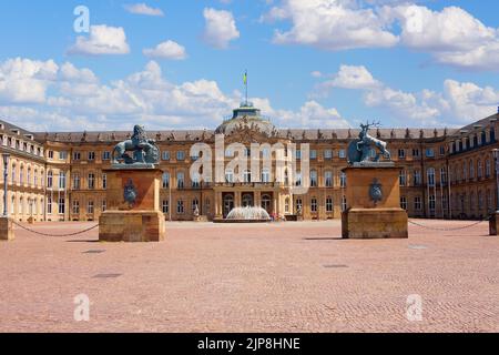 Mittelalterliches Schloss in Stuttgart, Tore des Neuen Schlosses, Schlossplatz, Baden-Württemberg, Deutschland Stockfoto