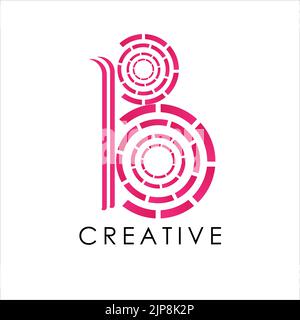 Eine Illustration des Buchstaben B im kreativen Logo-Design mit rosa Linien Stock Vektor