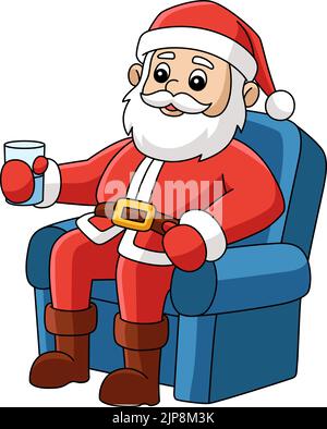 Weihnachtsmann sitzt auf Einem Stuhl Cartoon Clipart Stock Vektor