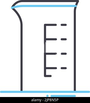 Messbecher-Konzept-Symbol, lineare isolierte Illustration, dünne Linie ...