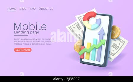 Mobiler Finanzdienst, Smartphone-Grafik, Technologie-mobiles Display. Vektorgrafik Stock Vektor