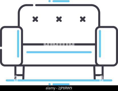 Symbol für die Sofalinie, Umrisssymbol, Vektordarstellung, Konzeptzeichen Stock Vektor