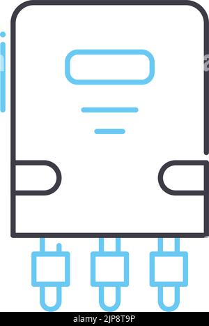 Symbol für Transistor-Linie, Umrisssymbol, Vektordarstellung, Konzeptzeichen Stock Vektor