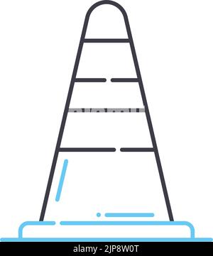 Verkehrskegel Liniensymbol, Umrisssymbol, Vektordarstellung, Konzeptschild Stock Vektor