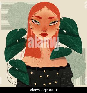 Frau, Illustration, Porträt, weiblich, Damen, dame, Frauen, Illustrationen, Porträts Stockfoto