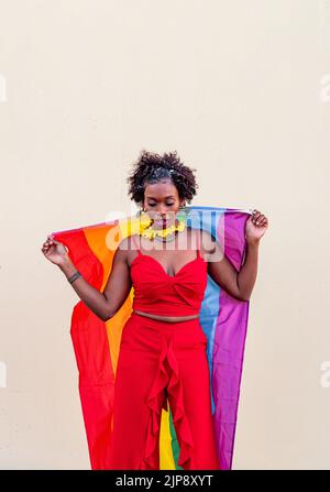 Individualität, Solidarität, Regenbogenfahne, lgbt, Person der Farbe, Individualitäten, Solidaritäten, Regenbogenfahnen Stockfoto