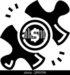 Passive finanzielle Freiheit Geld Glyphe Symbol Vektor Illustration Stock Vektor