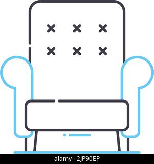 Sofa Stuhl Linie Symbol, Umriss Symbol, Vektor-Illustration, Konzept Zeichen Stock Vektor