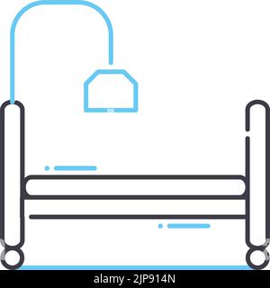 Symbol für die Krankenhausbedrohung, Umrisssymbol, Vektordarstellung, Konzeptzeichen Stock Vektor