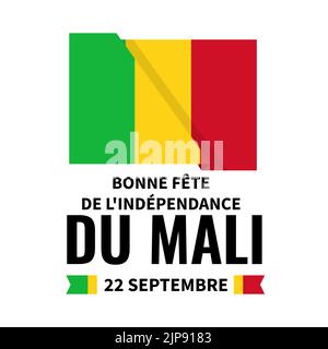 Typografie-Poster zum Tag der Unabhängigkeit Malis auf Französisch. Nationalfeiertag am 22. September. Vektor-Vorlage für Banner, Flyer, Grußkarte, Postkarte, etc. Stock Vektor