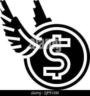 Freiheit Finanzgeld Glyphe Symbol Vektor Illustration Stock Vektor