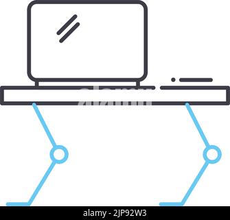 Laptop-Tischliniensymbol, Umrisssymbol, Vektordarstellung, Konzeptschild Stock Vektor