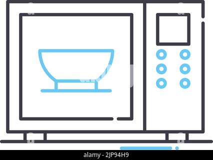 Symbol für Mikrowellenofen-Linie, Umrisssymbol, Vektordarstellung, Konzeptzeichen Stock Vektor